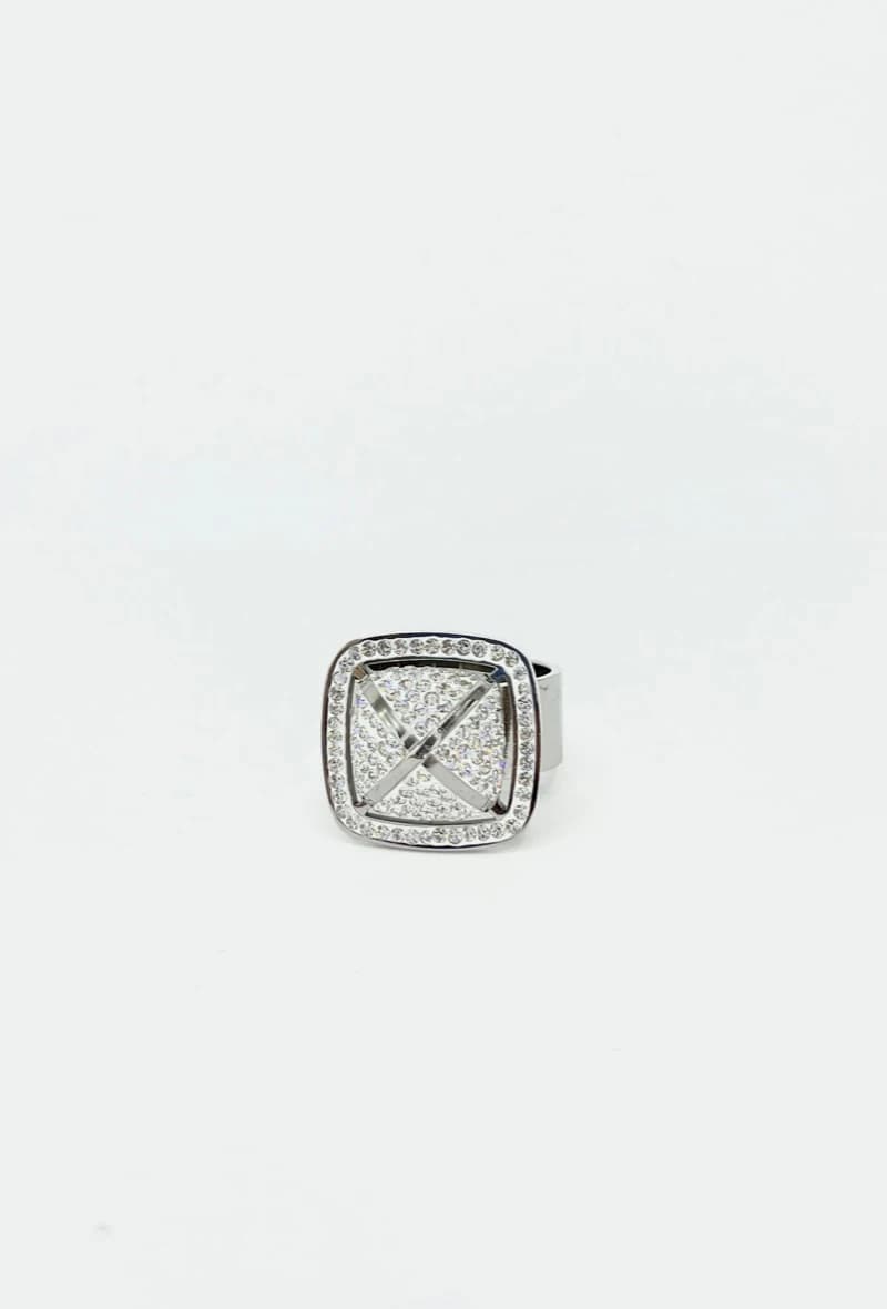 Bague carré strass