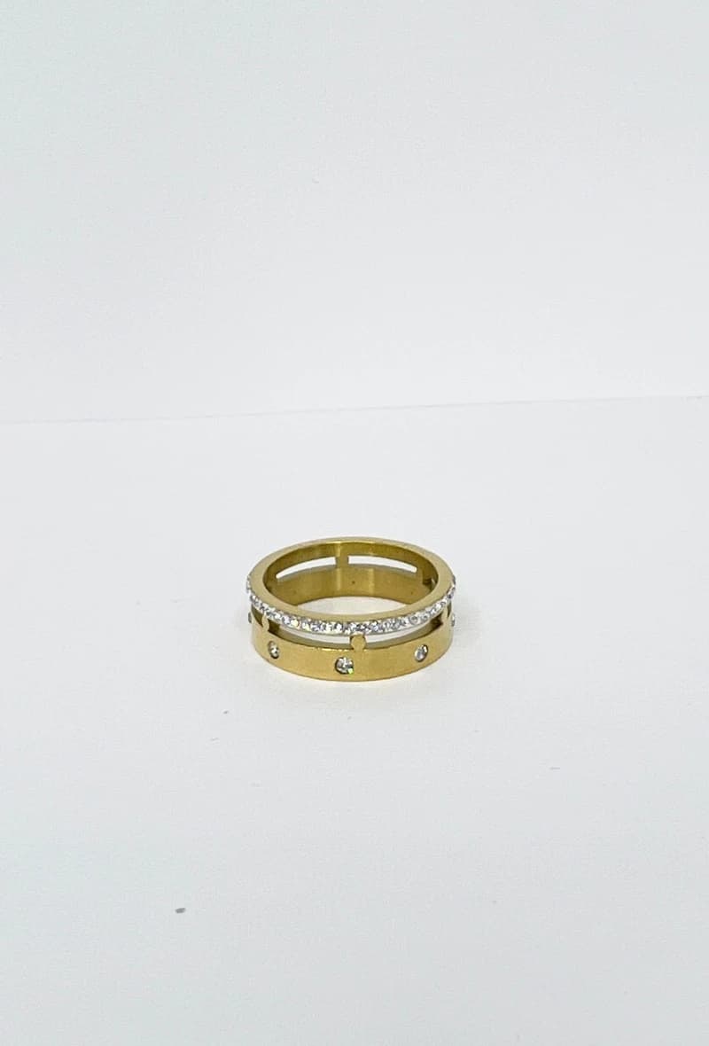 Double bague aliance et strass