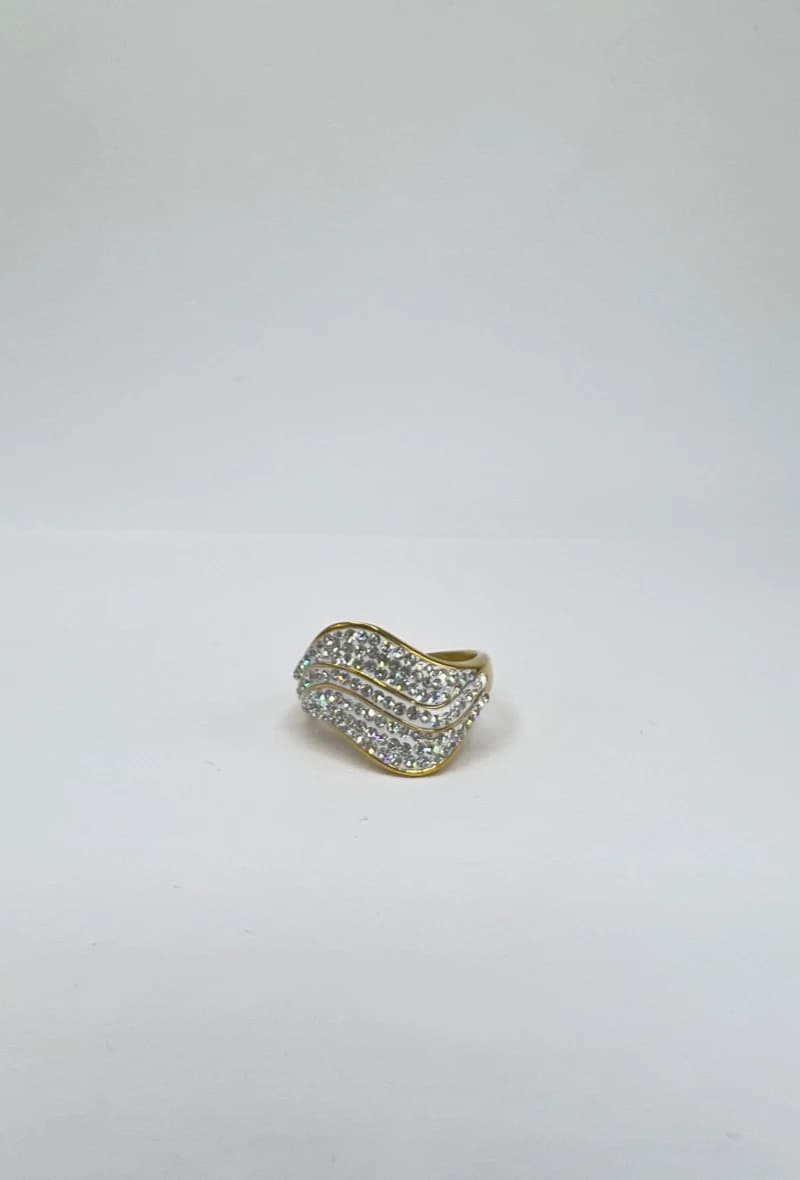 Bague vague strass