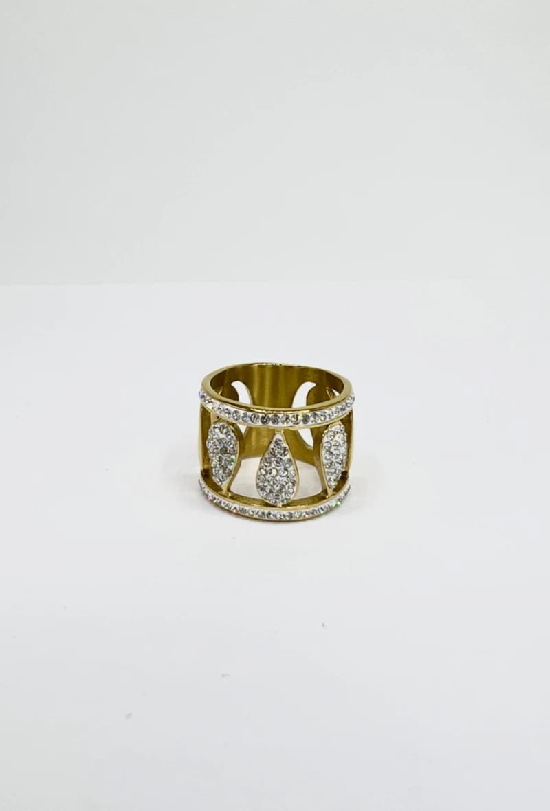 Bague gouttes strass