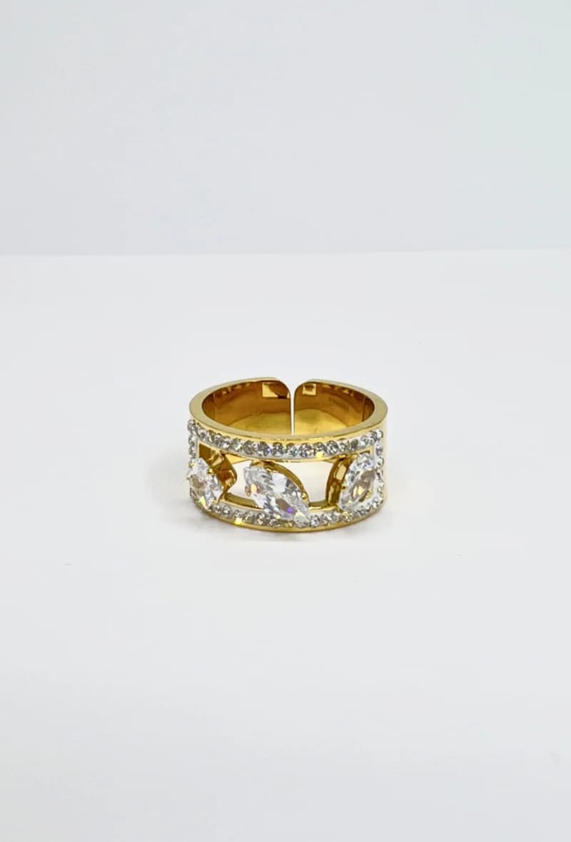 Bague large strass