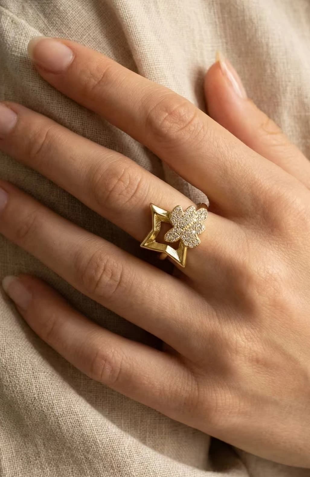 Bague étoile feuille