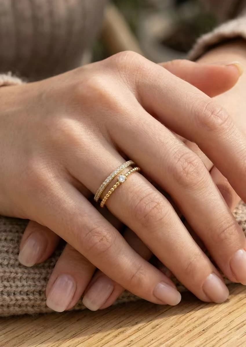 Bague ligne strass réglable