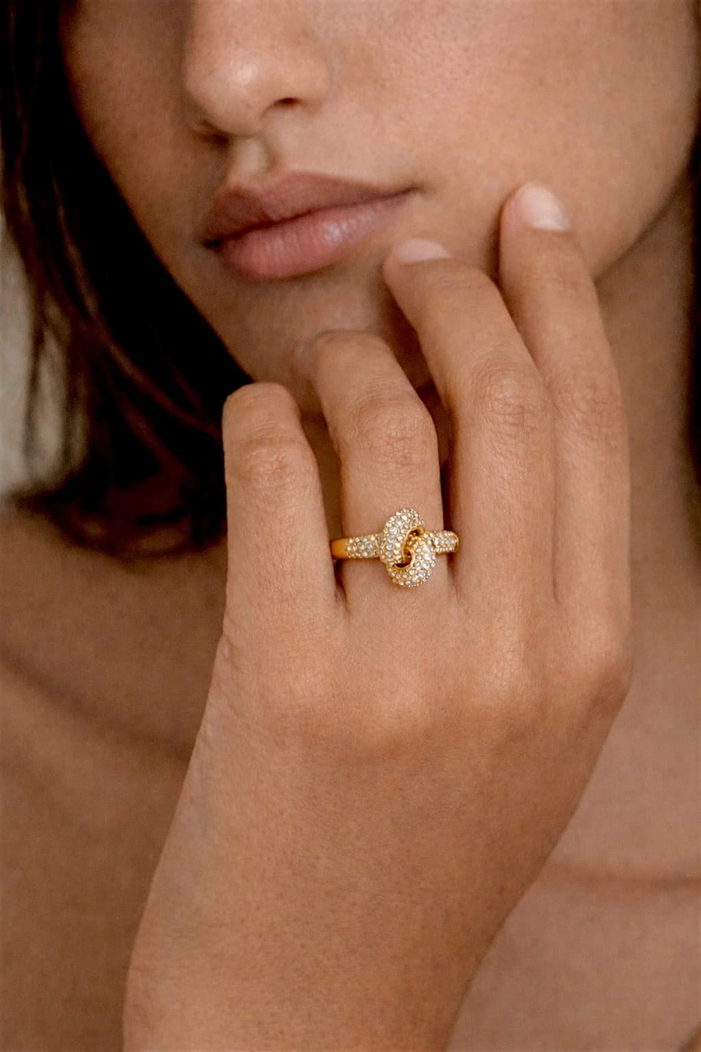 Bague noeud strass