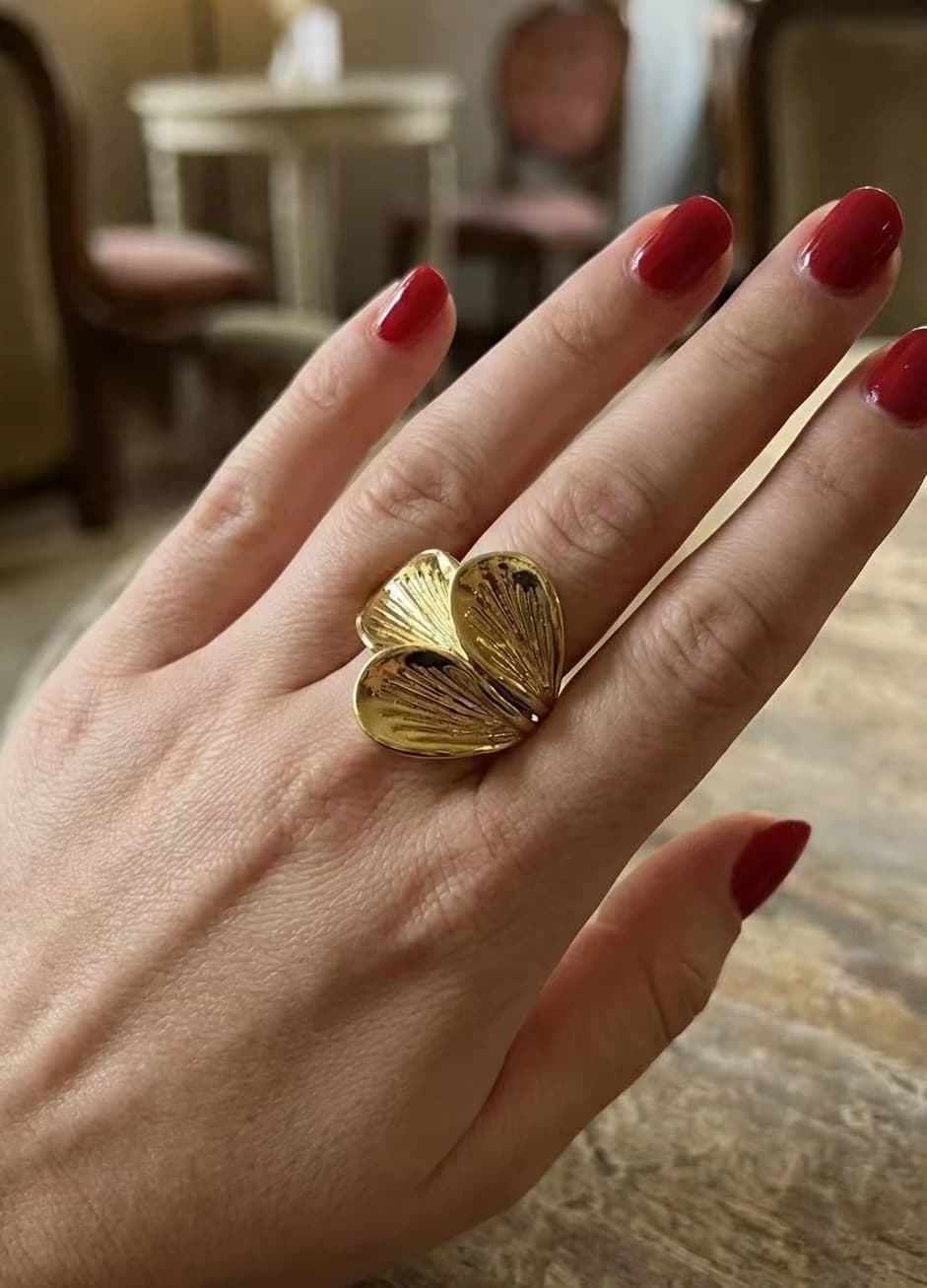 Bague doré 3 feuilles