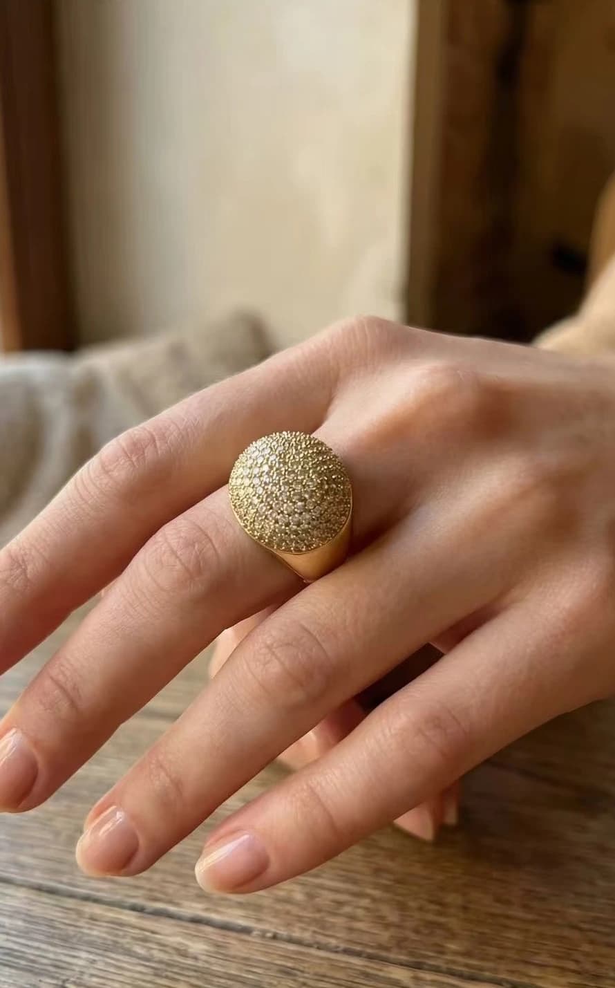 Bague boule strass