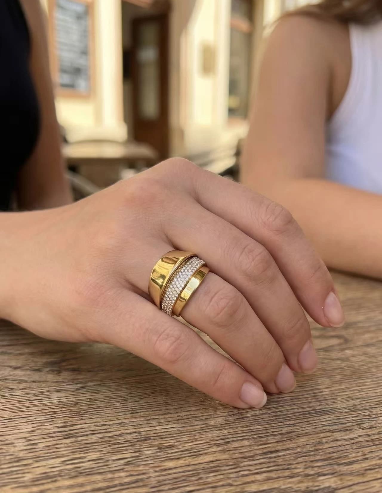 Bague 3 étages strass