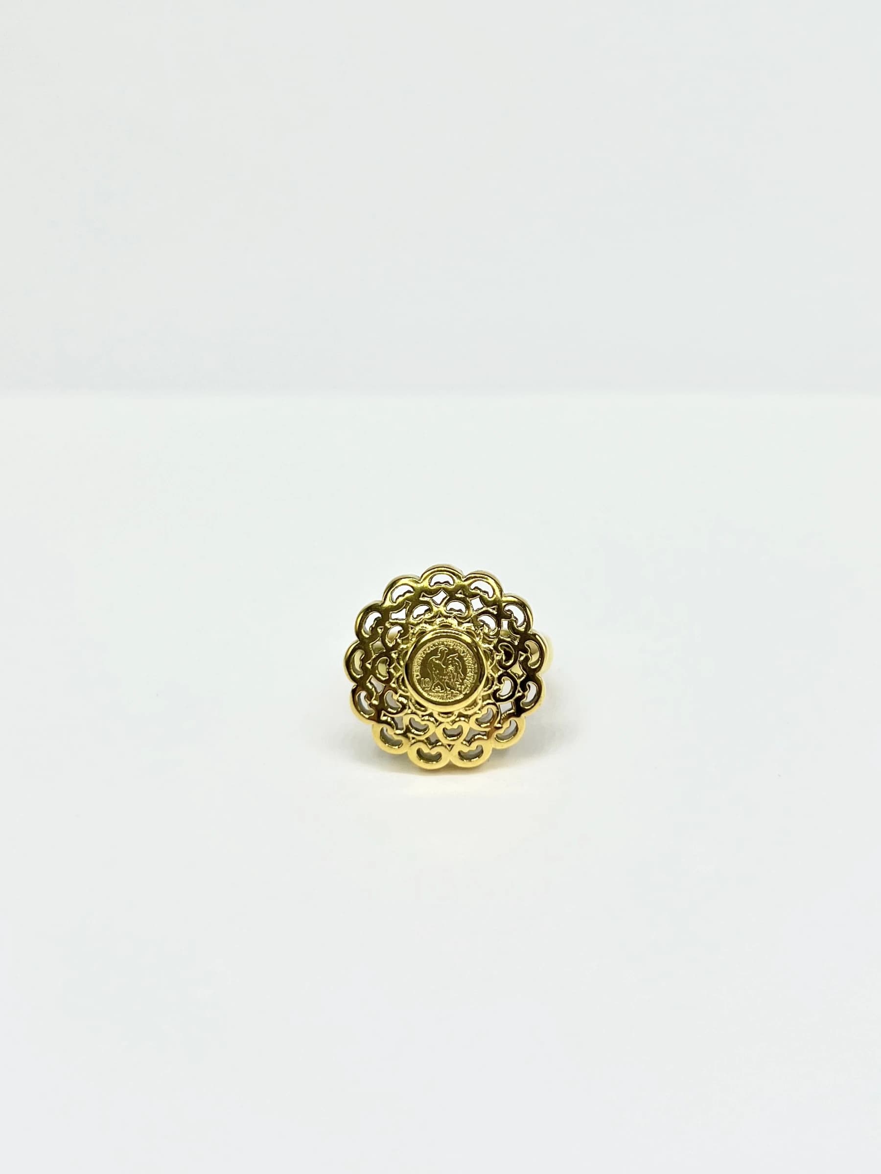 Bague coq fleur
