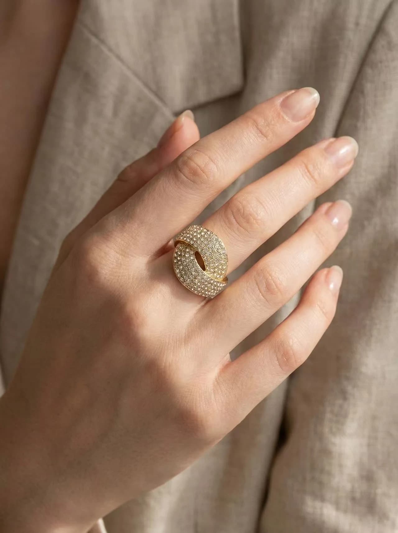 Bague croisé strass