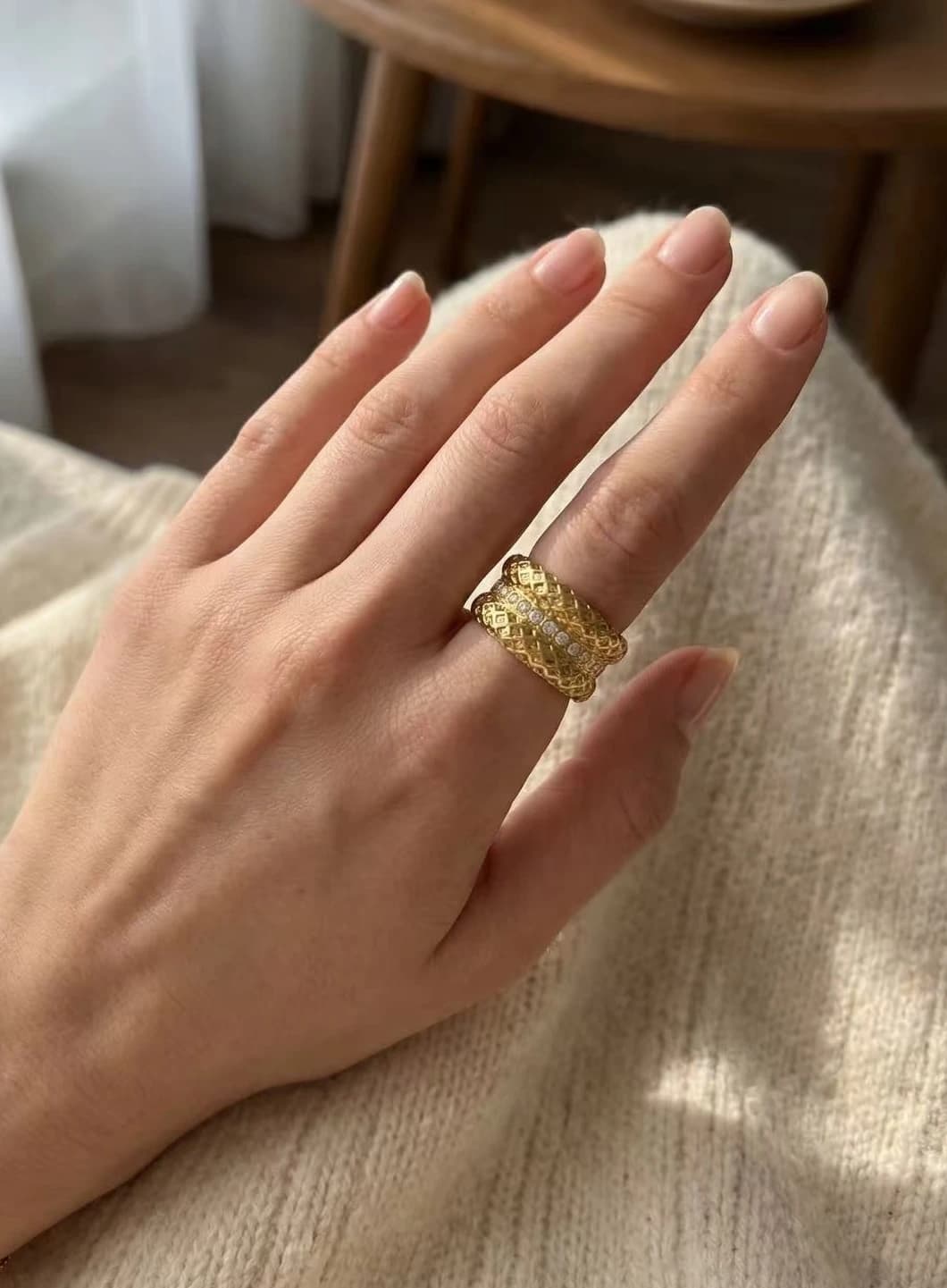 Bague ligne strass