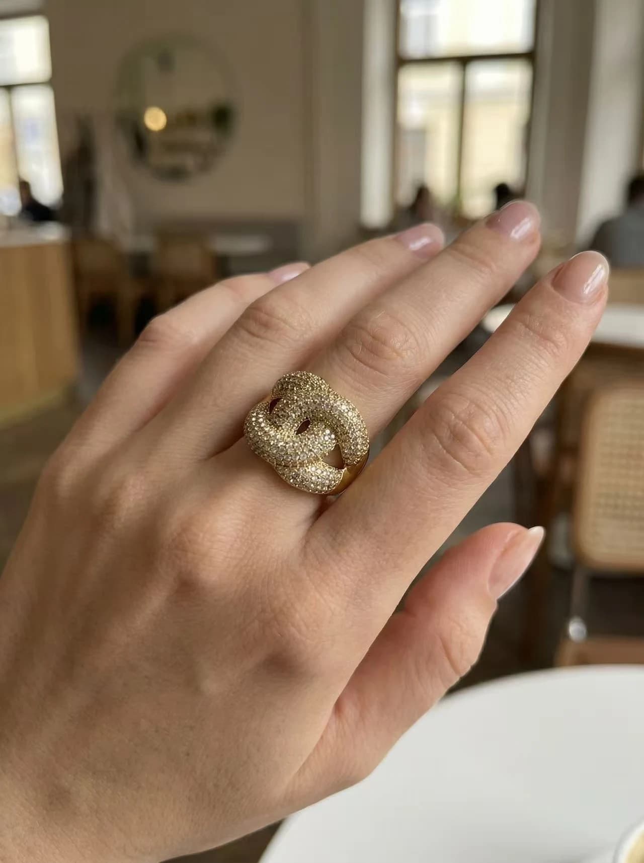 Bague croisé strass