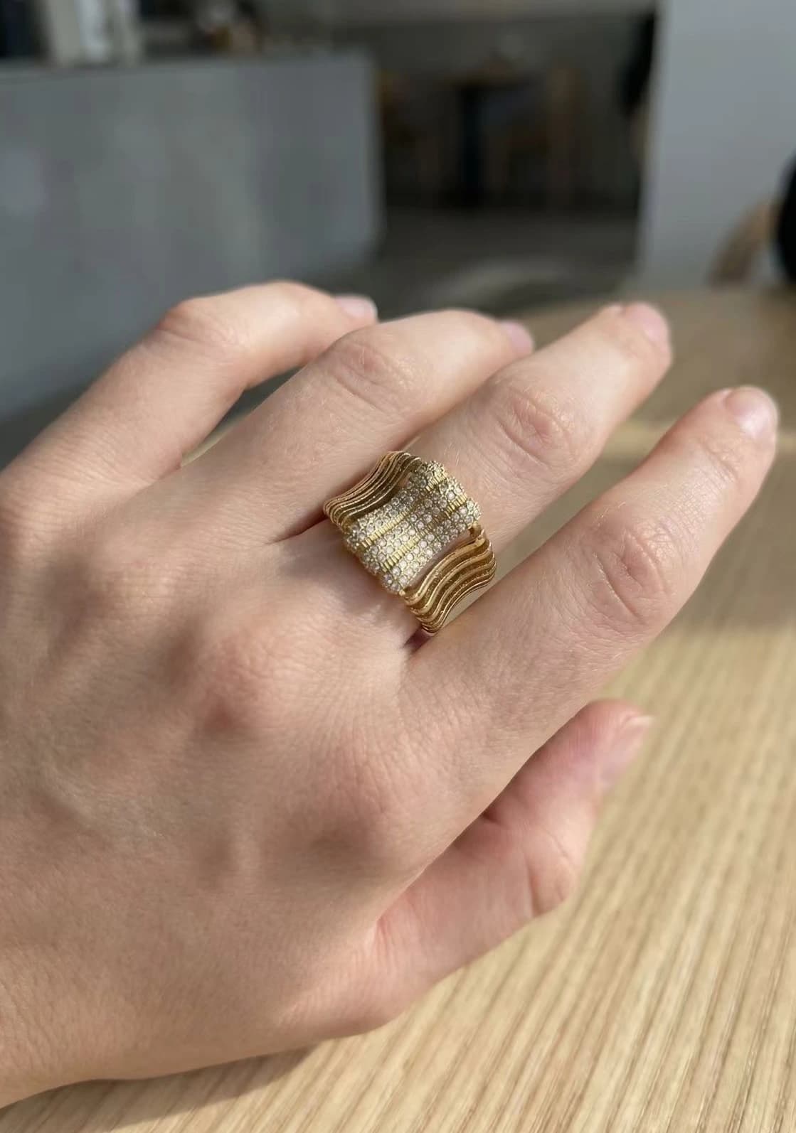 Bague 3 lignes strass