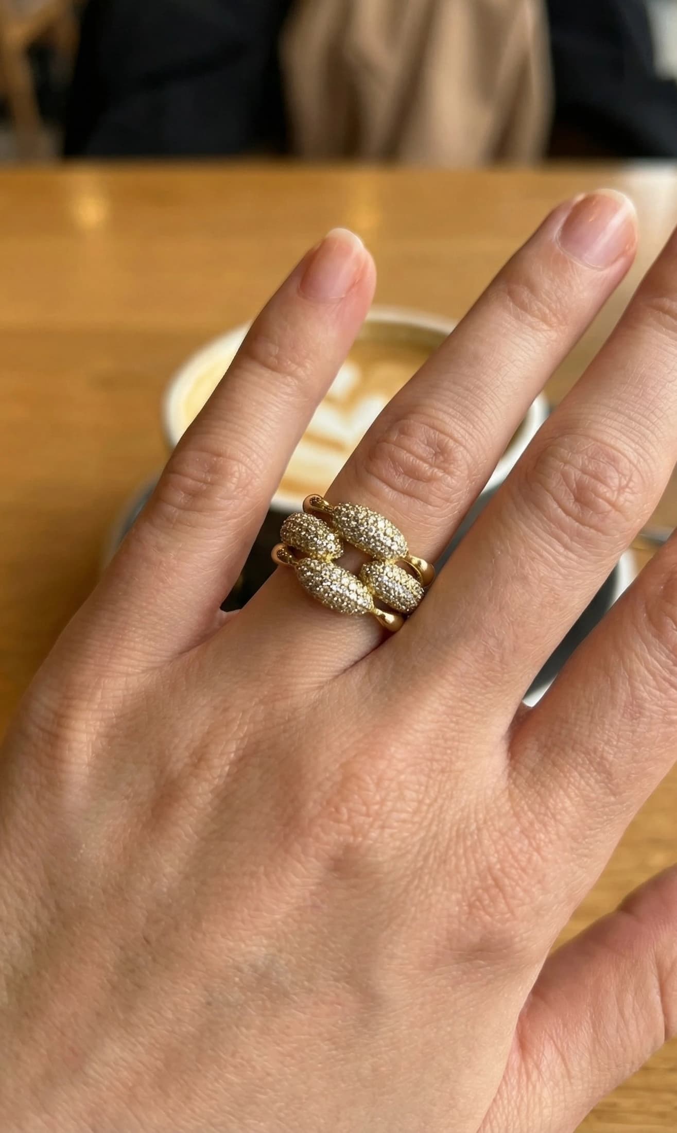 Bague 4 ovale strass doré