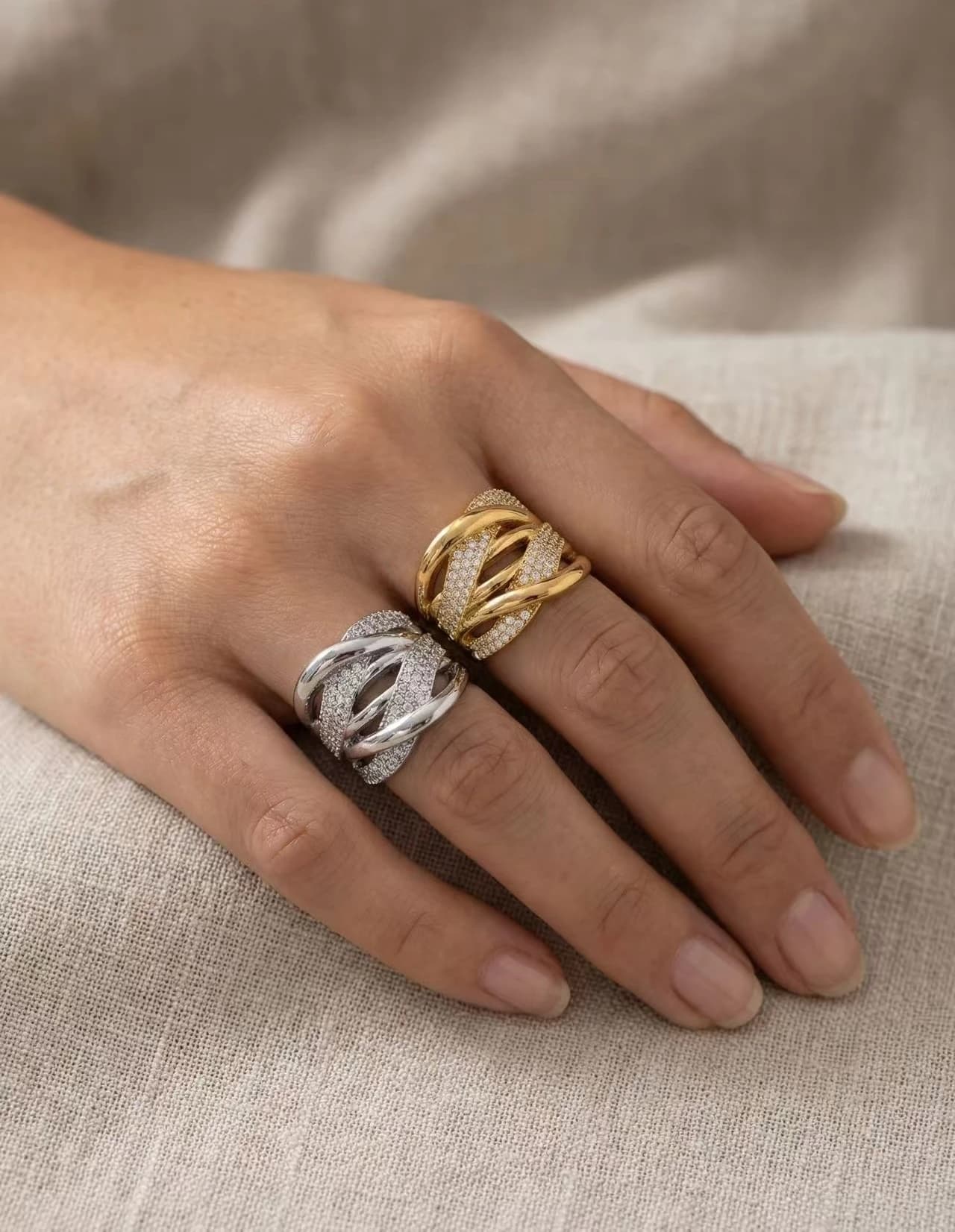 Bague lignes croisées