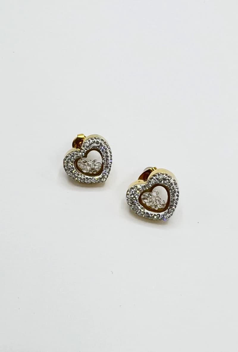Boucle d'oreille coeur avec strass