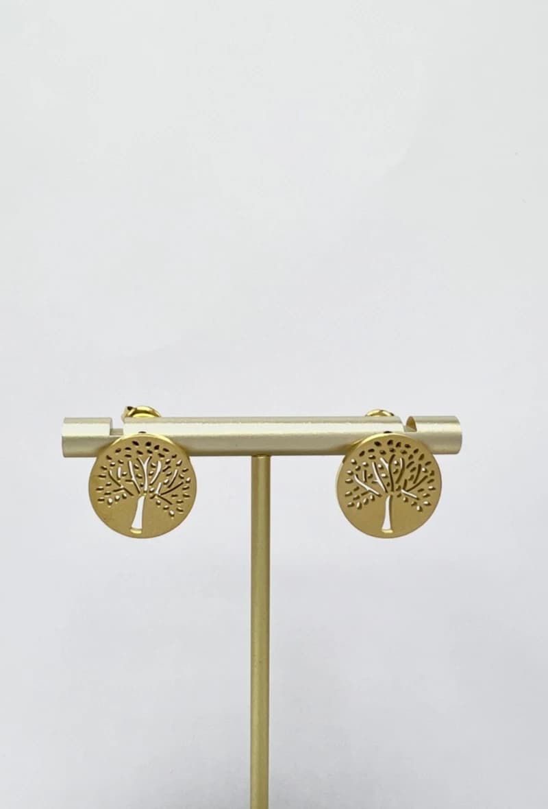 Boucle d'oreille ronde arbre de vie