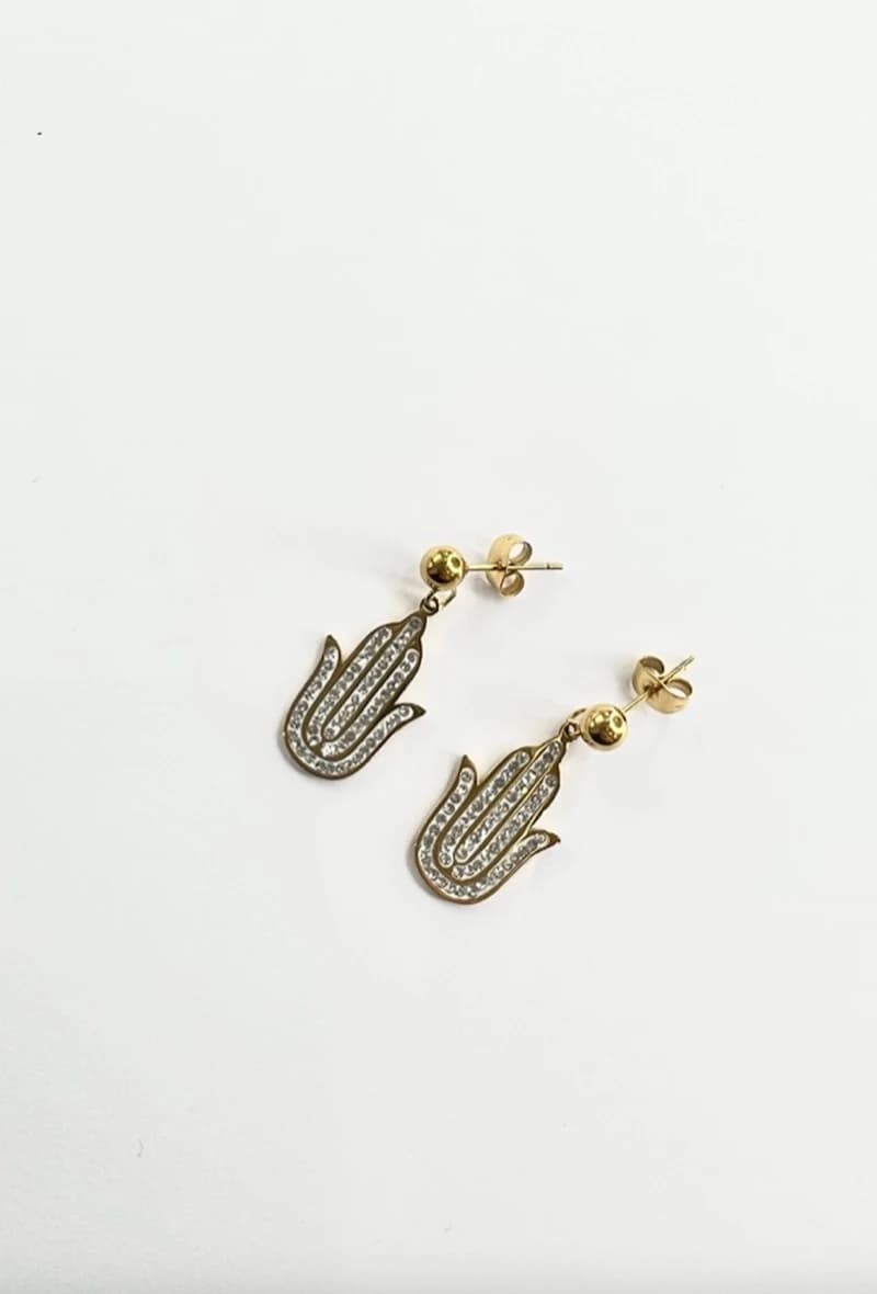 Boucle d'oreille main strass