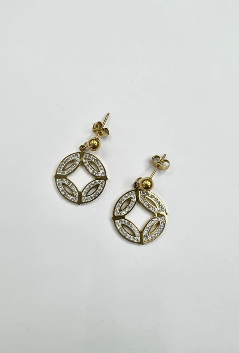 Boucle d'oreille cercle 4 côtés