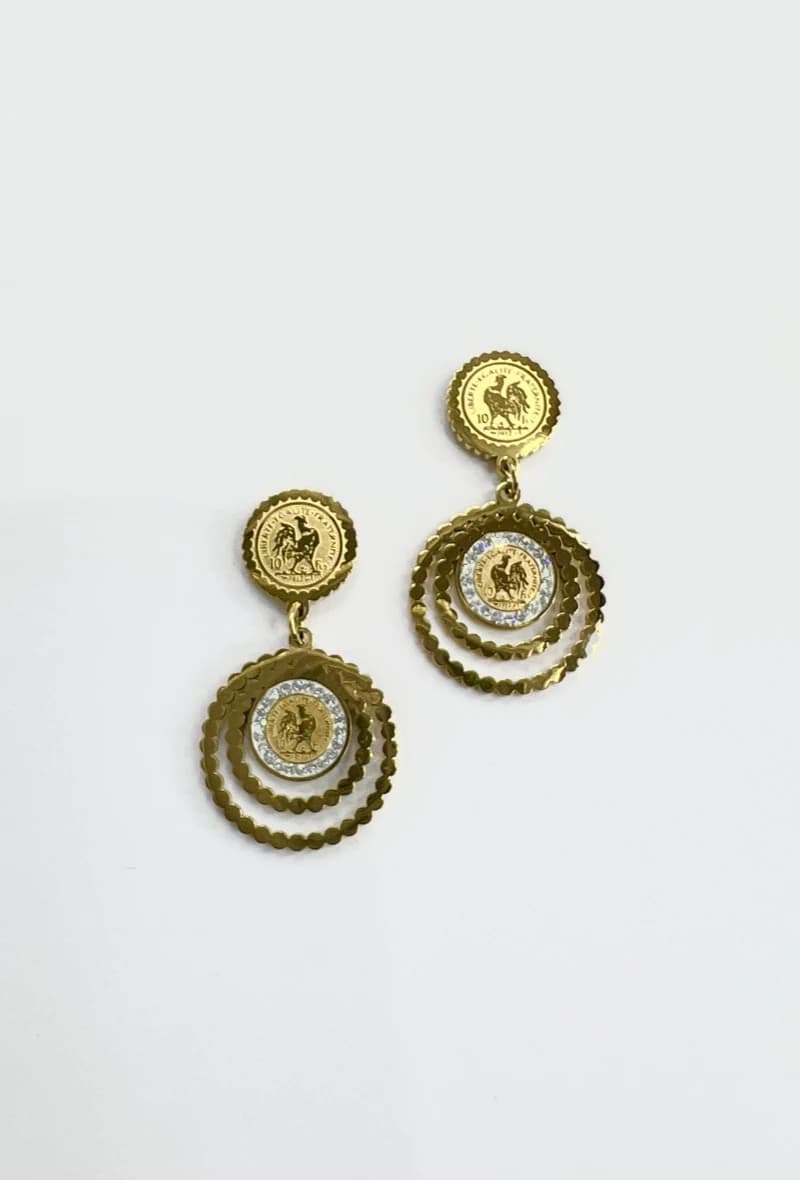 Boucle d'oreille coq