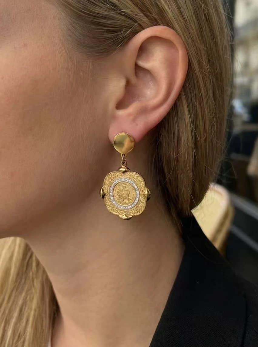 Boucle d'oreille coq
