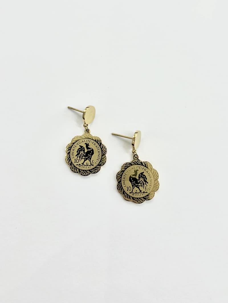 Boucle d'oreille coq