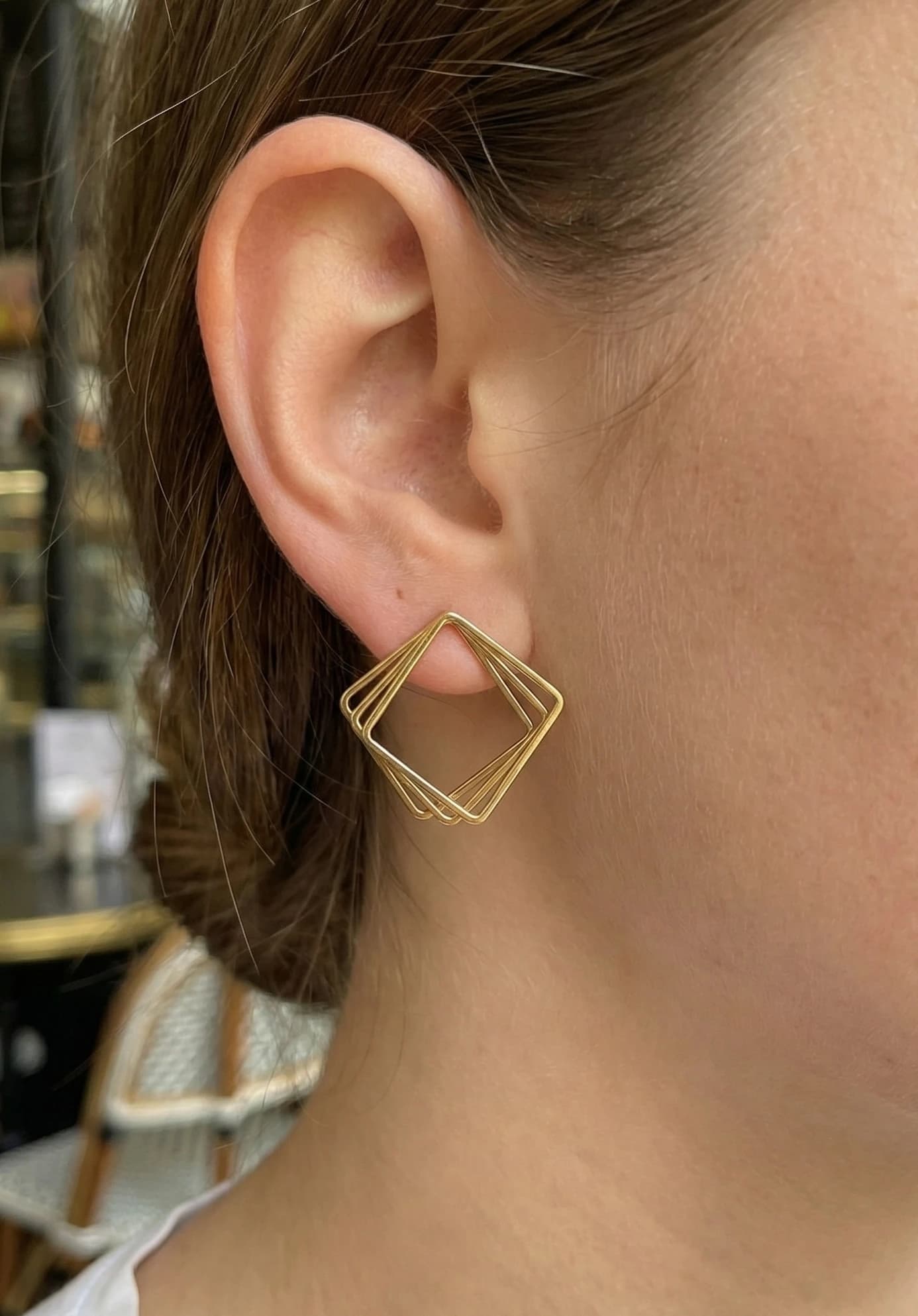 Boucle d'oreille triple carré