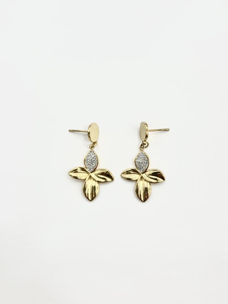 Boucle d'oreille trèfle feuille