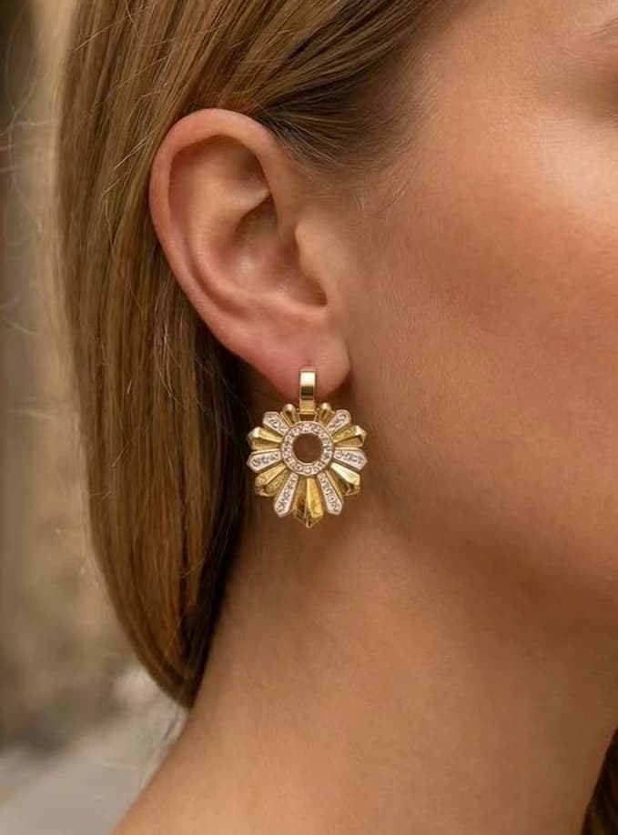 Boucle d'oreille cercle fleur