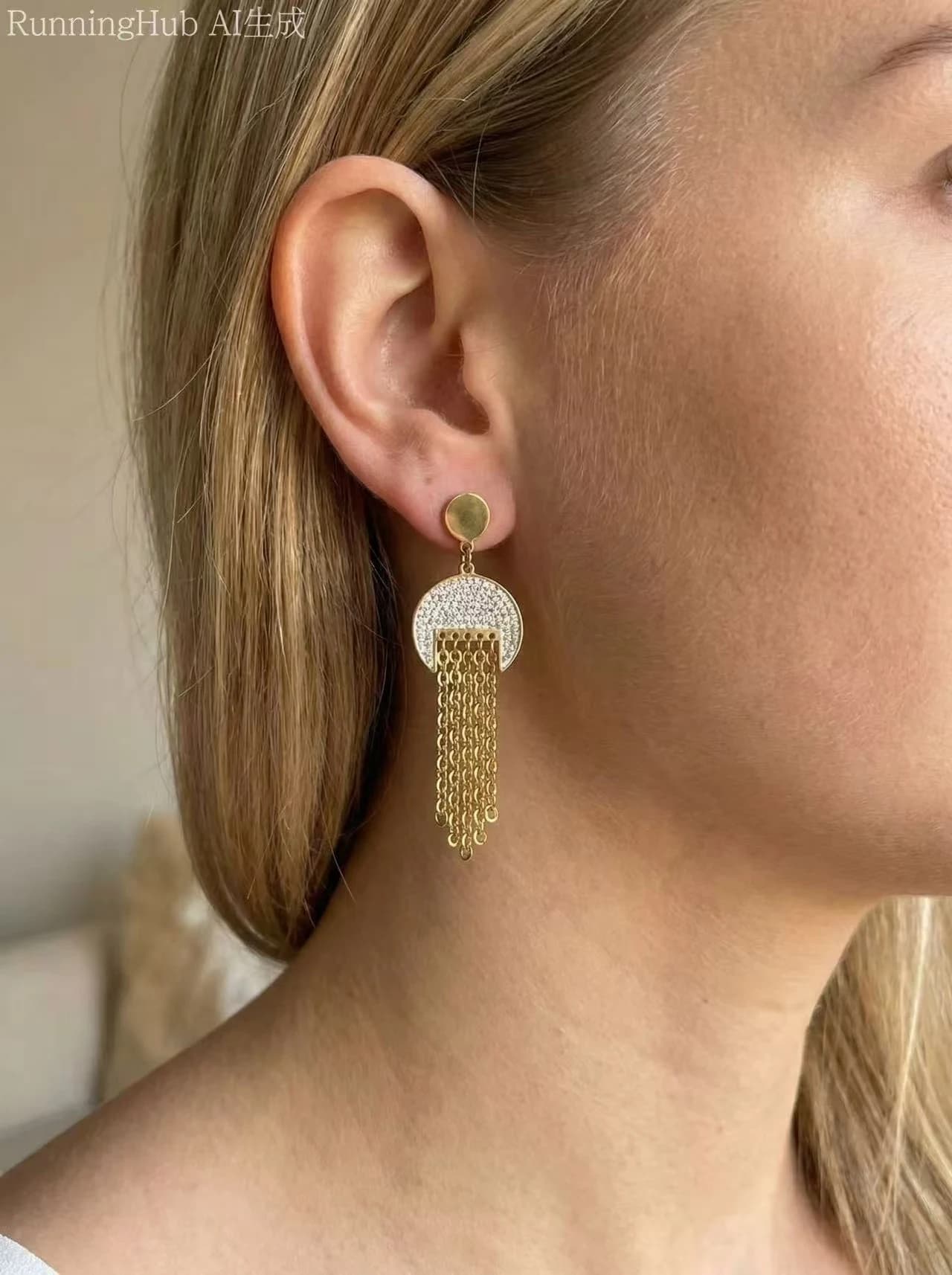 Boucle d'oreille rond frange