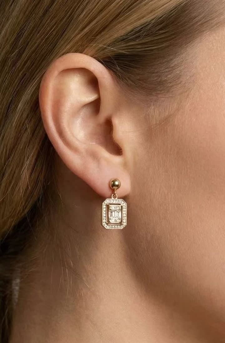 Boucle d'oreille rectangle
