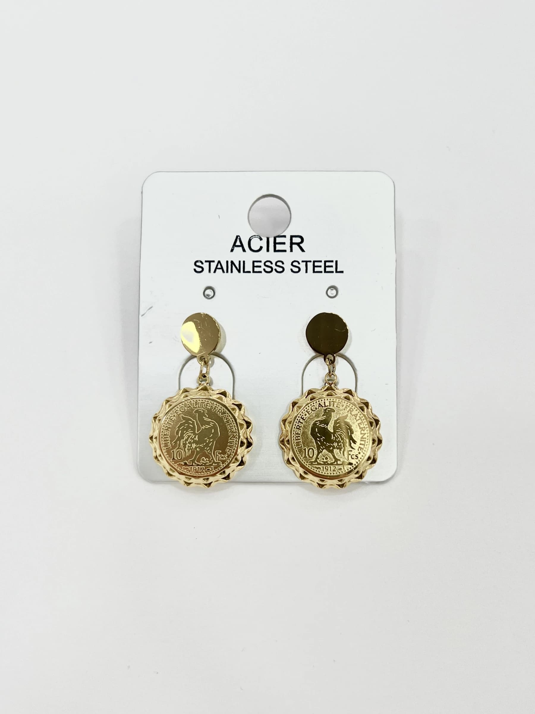Boucle d'oreille coq bombé