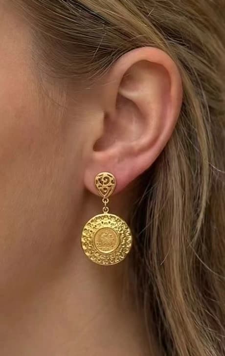 Boucle d'oreille coq rond