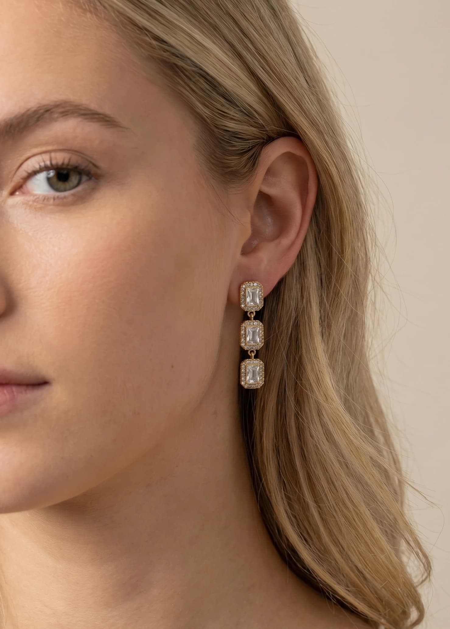 Boucles d’oreilles rectangle strass