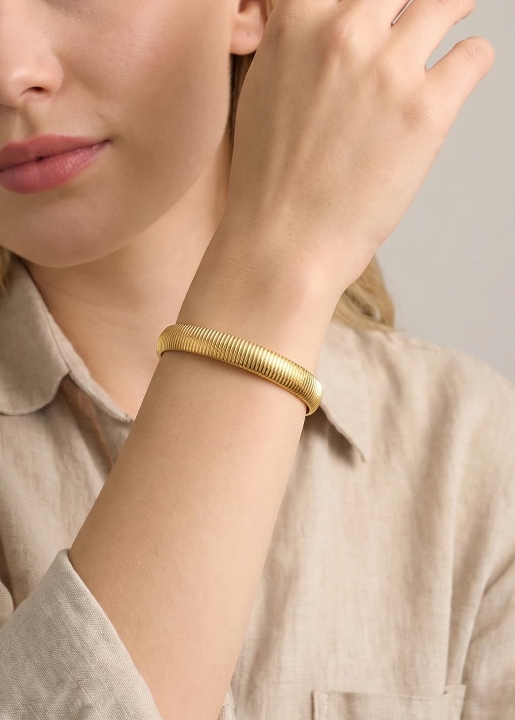 Bracelet jonc strié grand