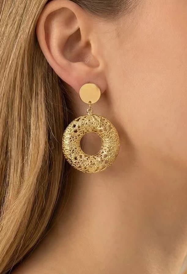 Boucle d'oreille cercle oriental trèfle