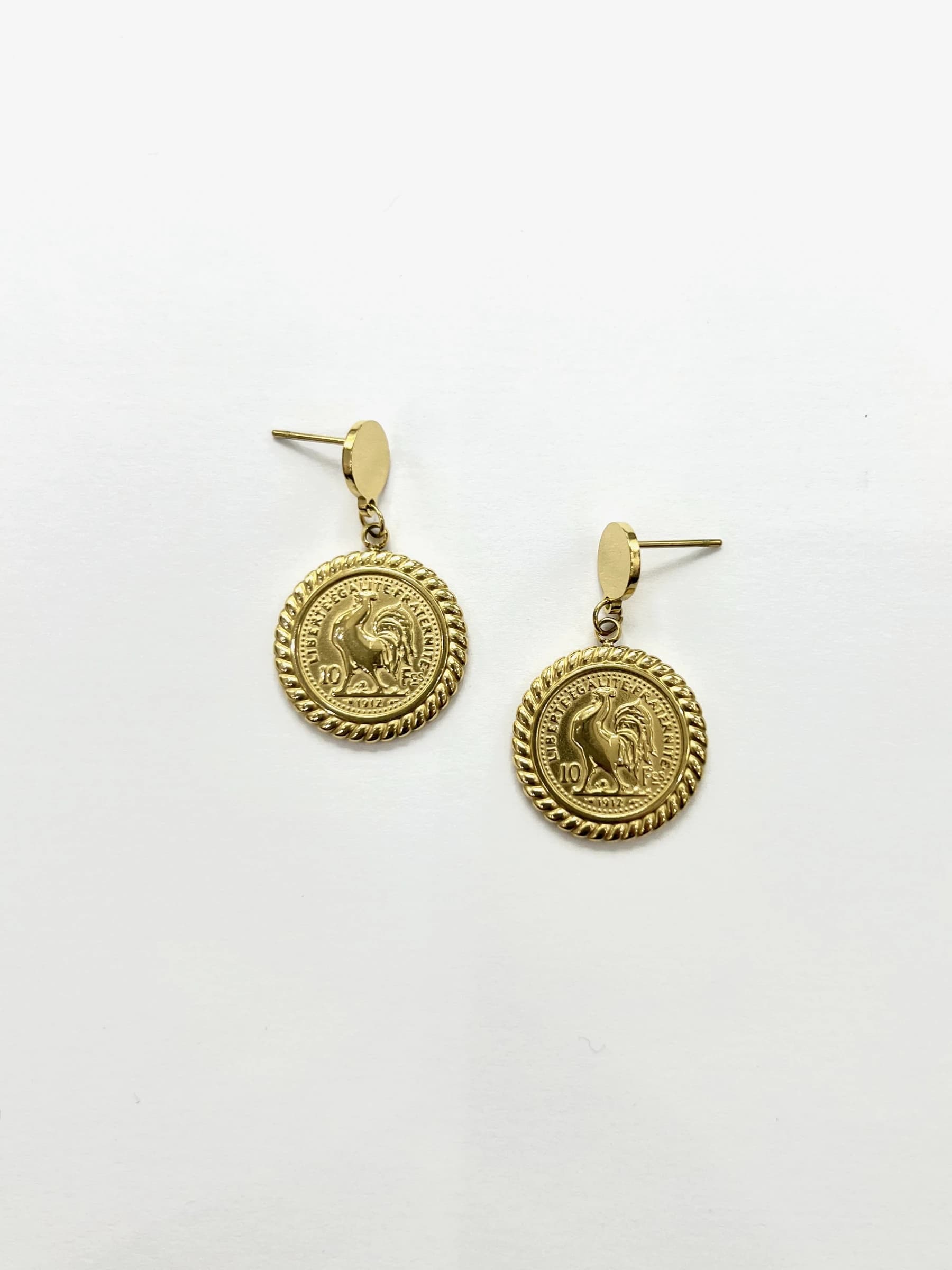 Boucle d'oreille coq rond