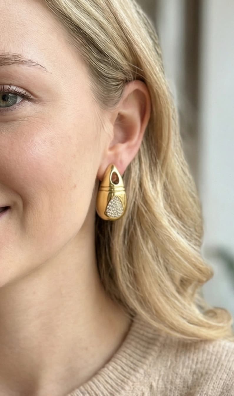 Boucle d'oreille goutte strass