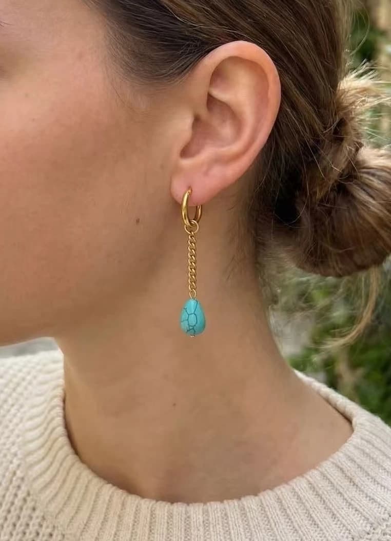 Boucles d'oreilles goutte turquoise