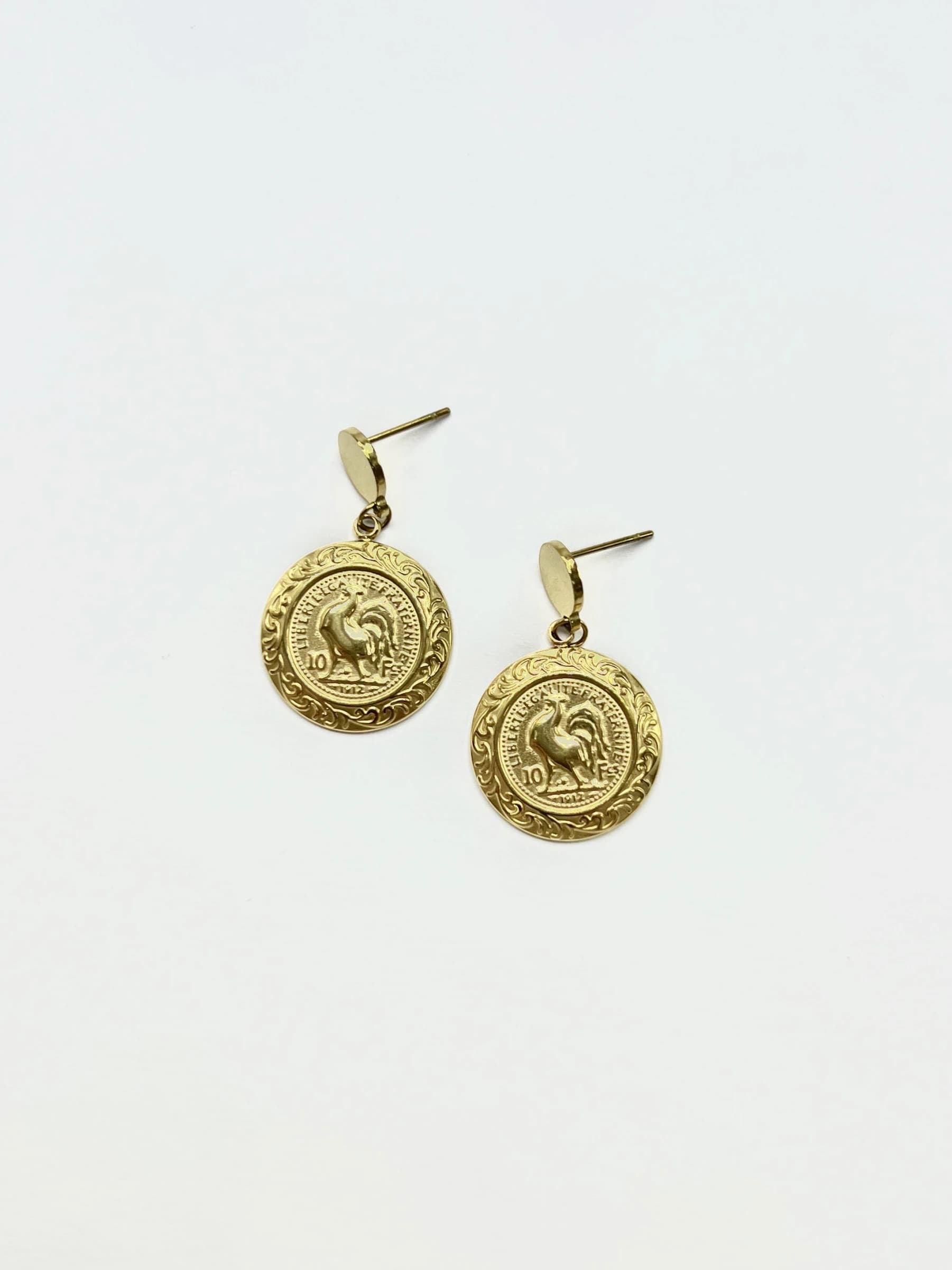 Boucle d'oreille coq rond
