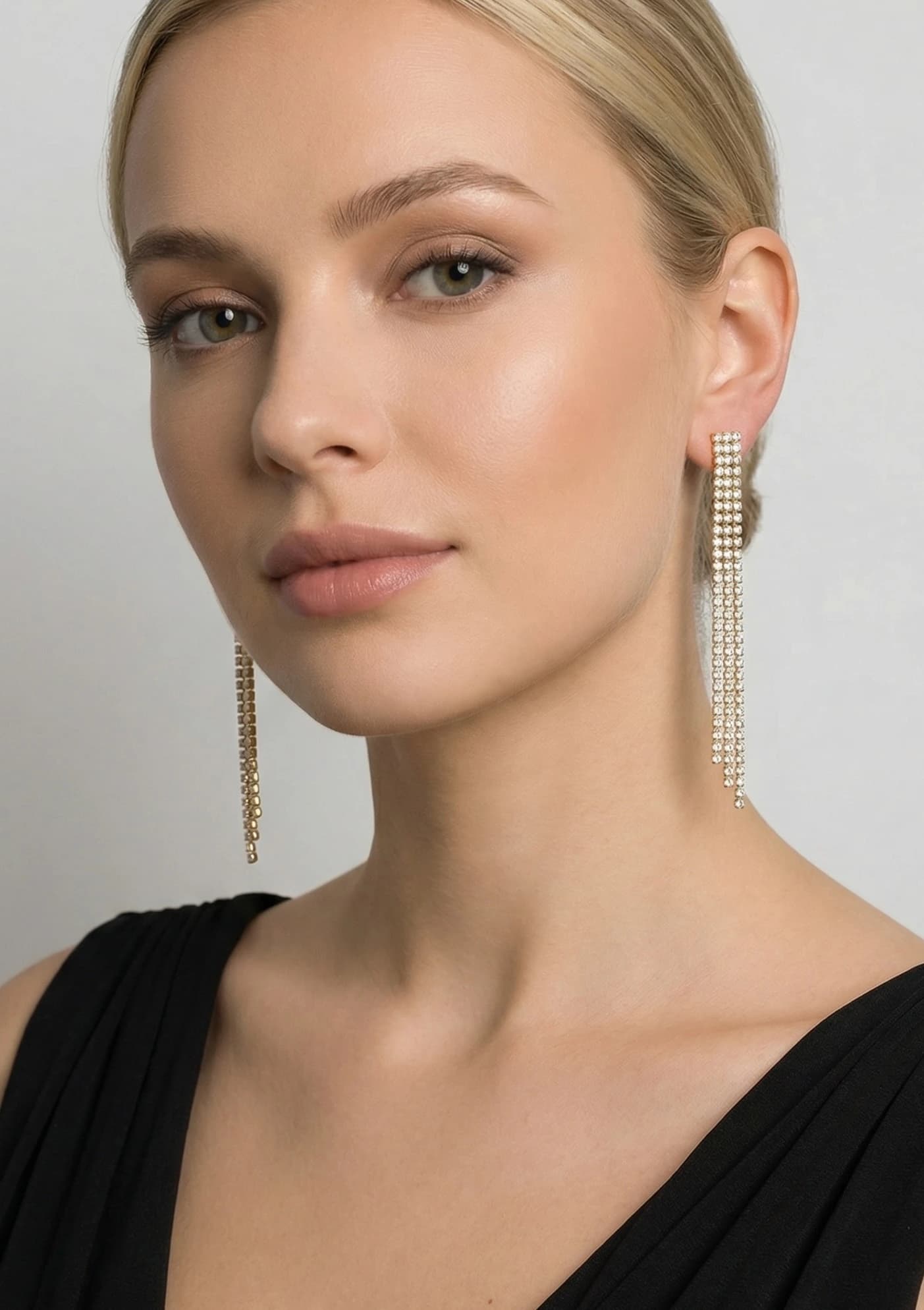 Boucles d'oreilles strass une ligne