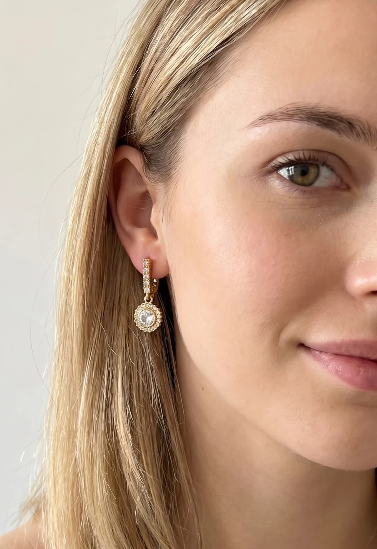 Boucles d'oreilles rectangle avec strass
