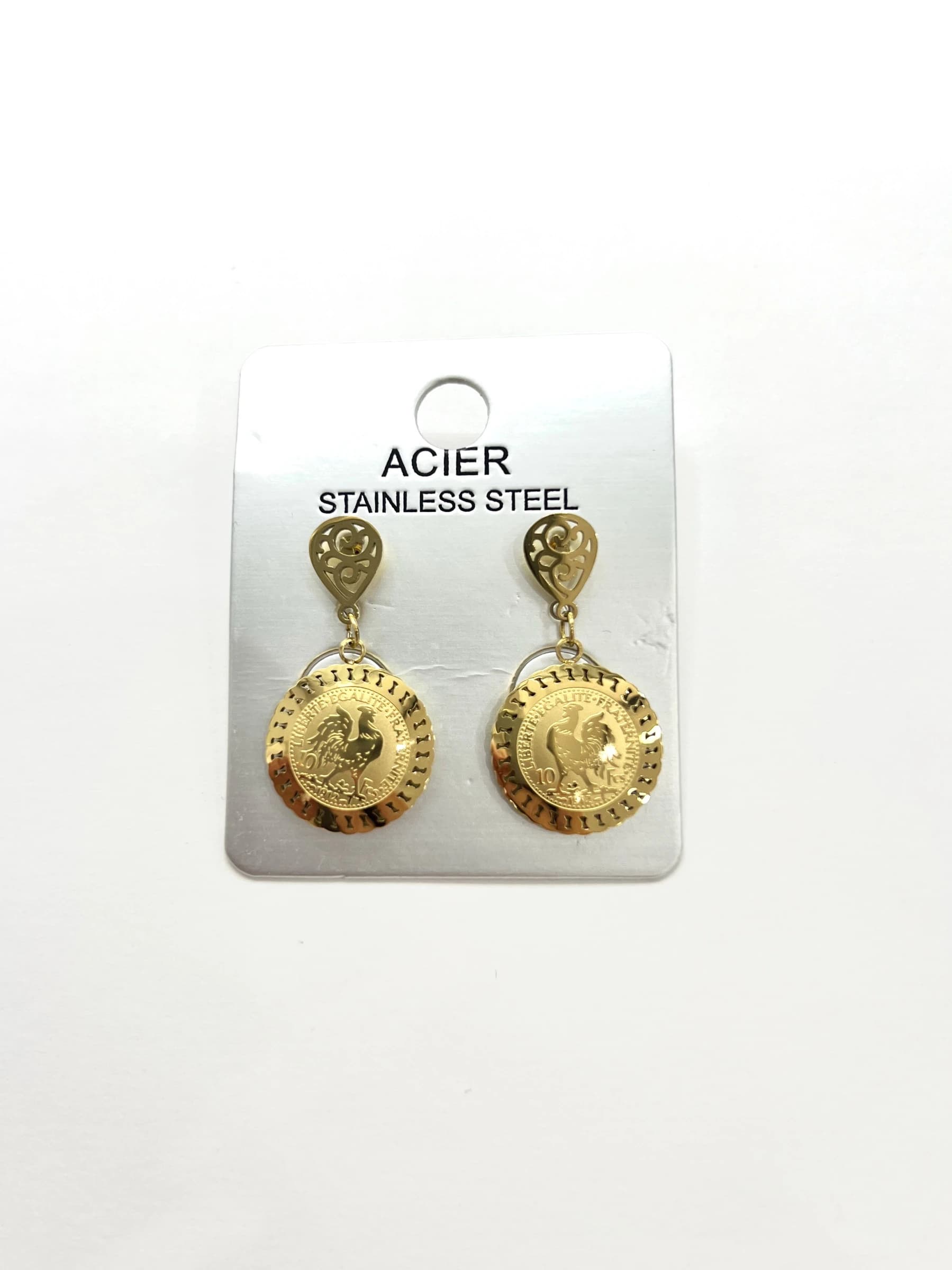 Boucle d'oreille coq rond