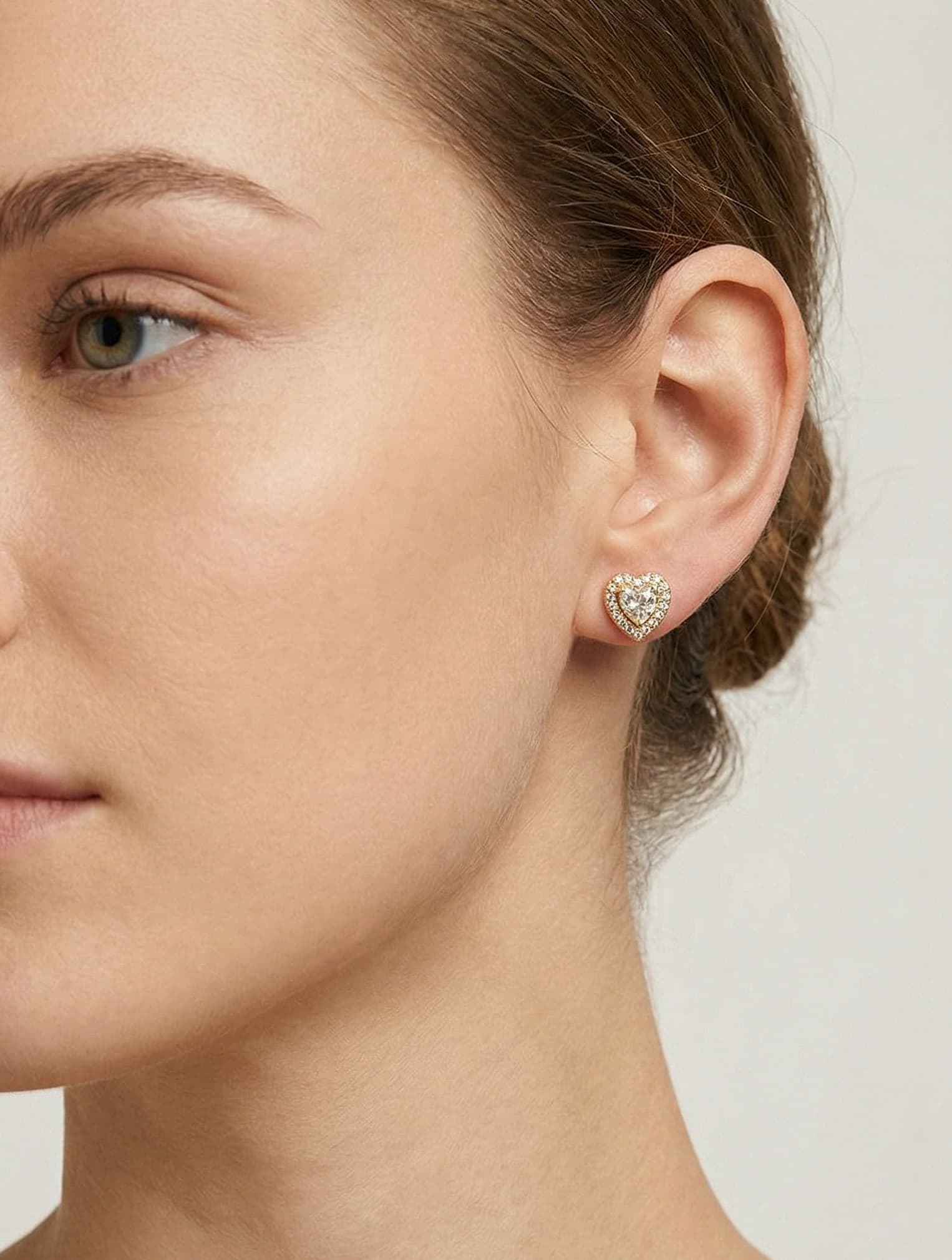 Boucles d'oreilles puce coeur strass