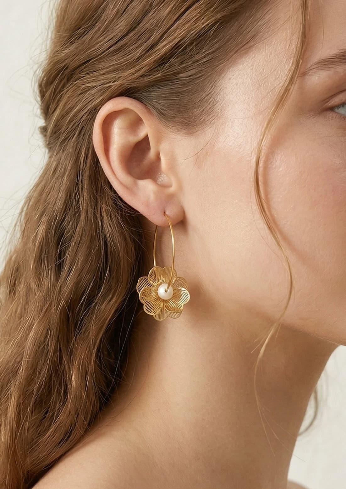 Boucles d'oreilles fleur perle