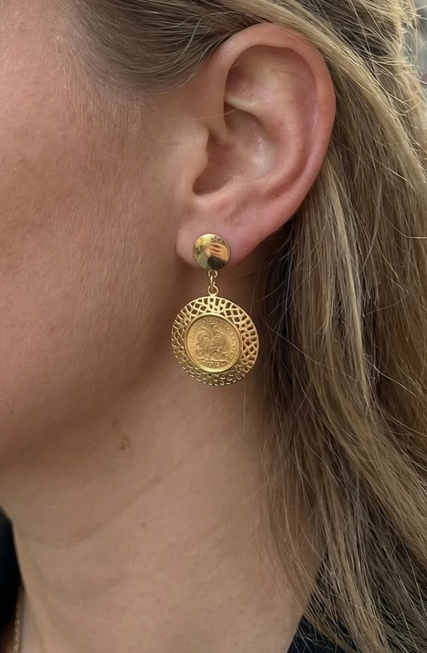 Boucle d'oreille coq rond