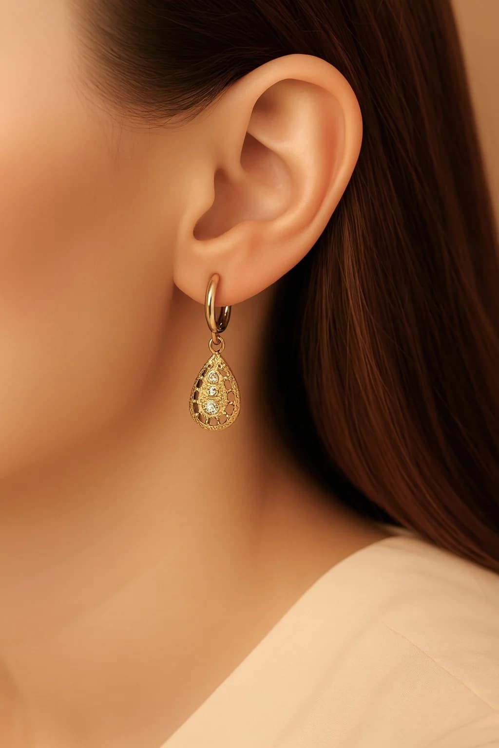 Boucle d'oreille oriental goutte