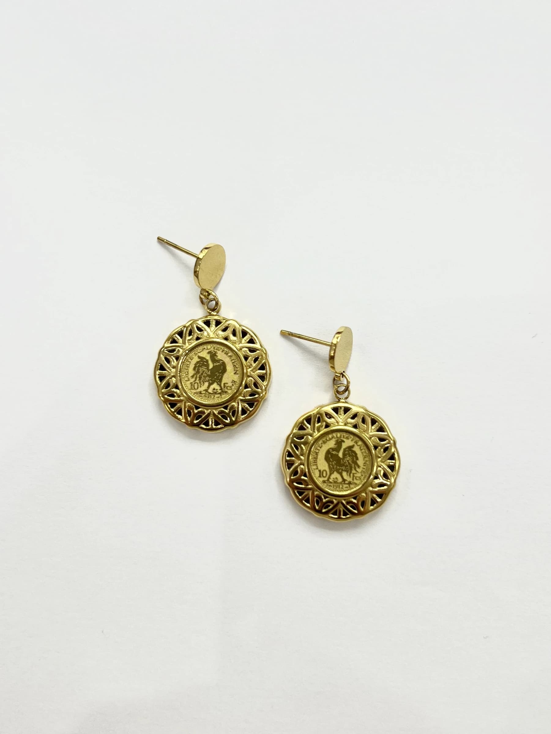 Boucle d'oreille coq rond