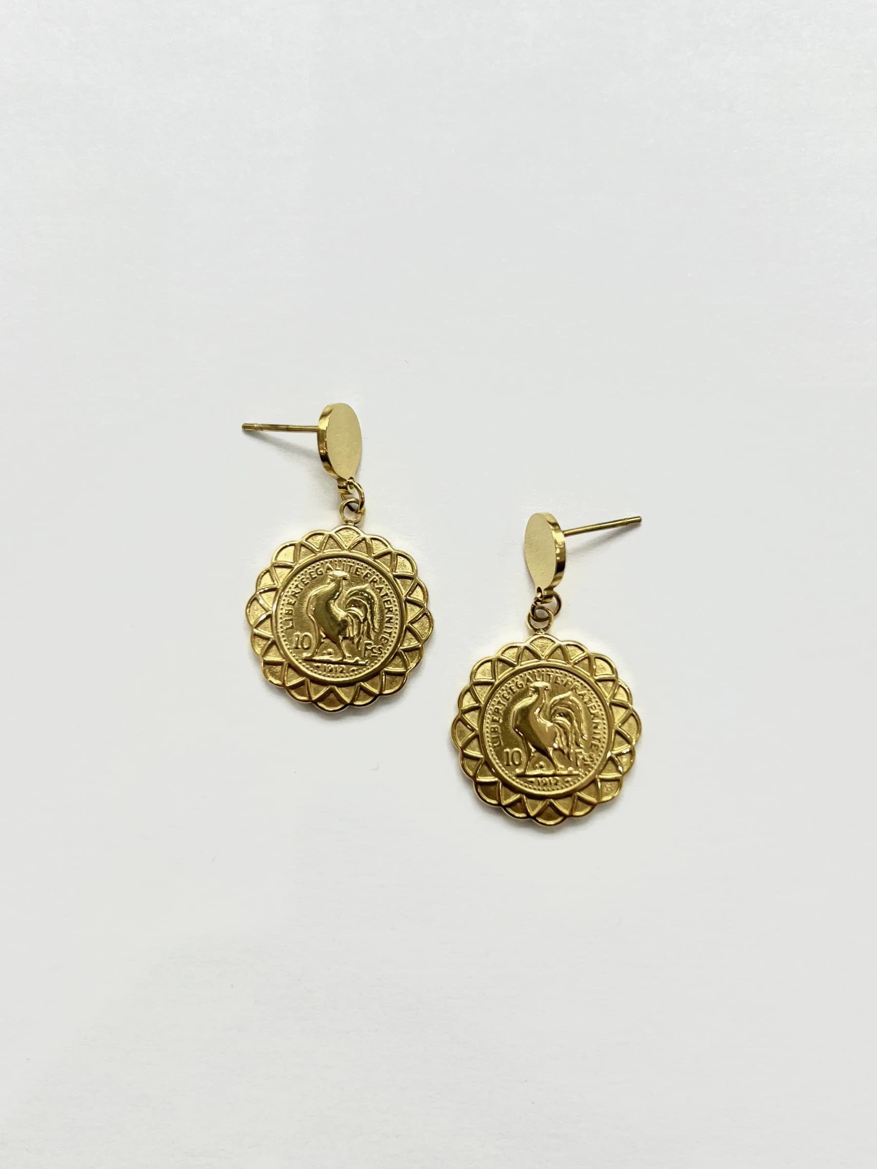 Boucle d'oreille coq rond