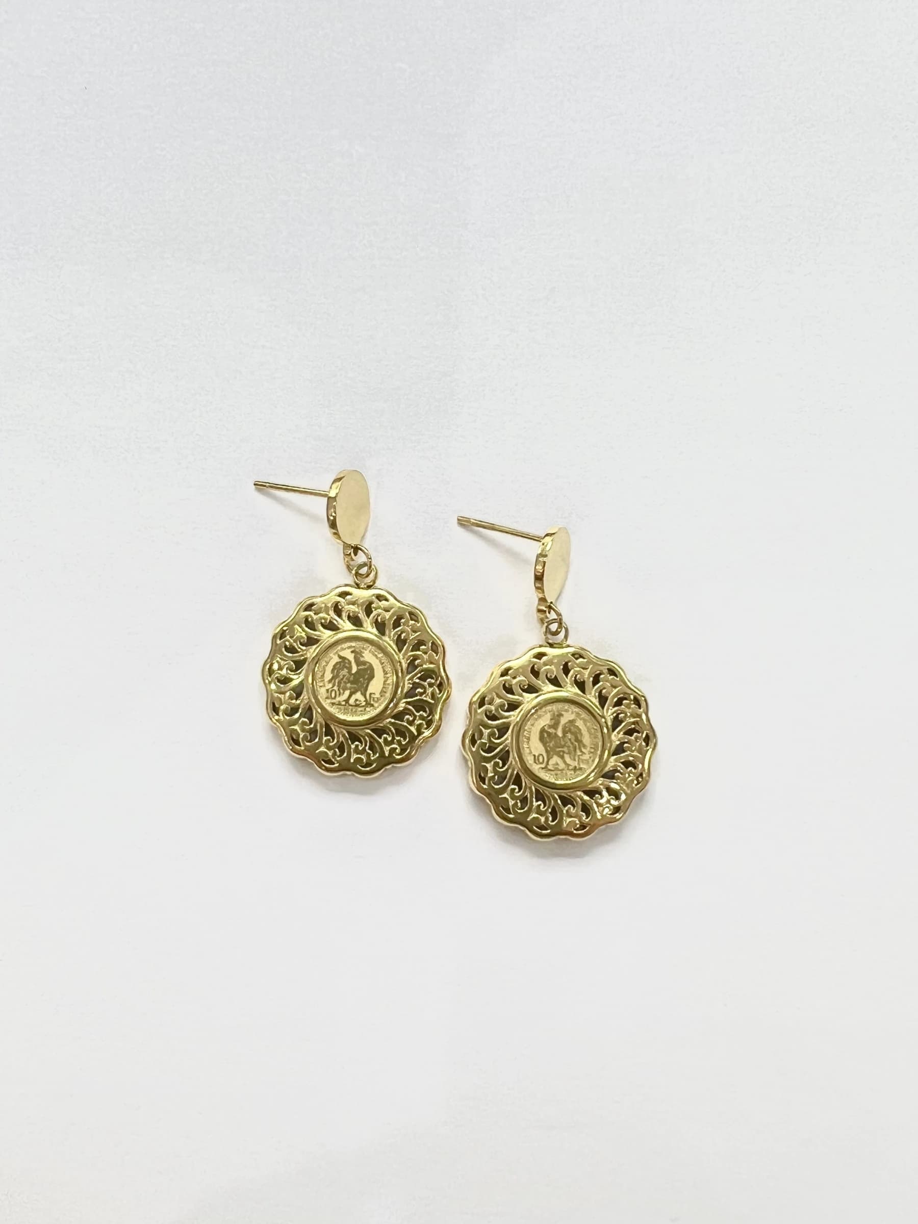 Boucle d'oreille coq rond