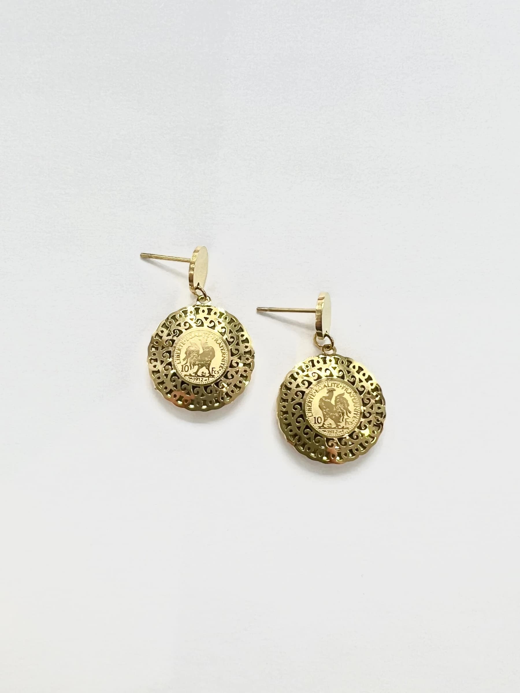 Boucle d'oreille coq rond